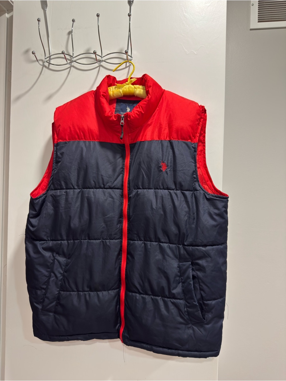 U.S. Polo Assn. Quilted Puffer Vest in Red and Navy